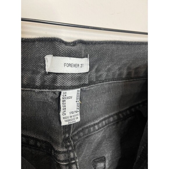 Forever 21 Distressed Jeans Black Womens 30 Distressed Straight High Rise - Picture 5 of 10